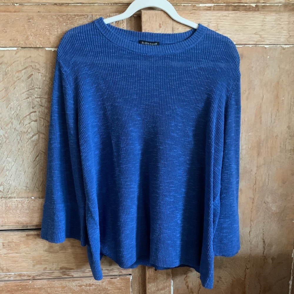 Eileen Fisher Wide Sleeve Linen/Cotton Shirt Sweater, XL
